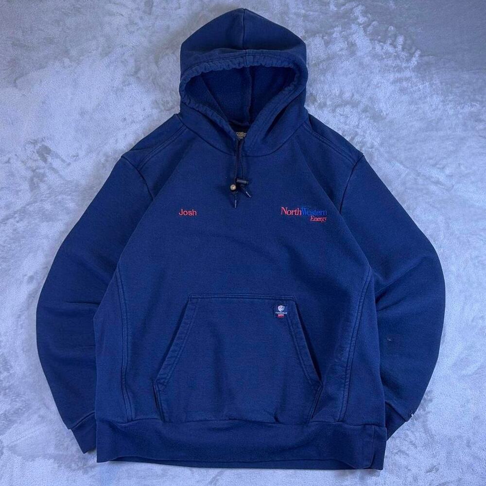 Tyndale FR Flame Resistant Pullover Hoodie Men’s Large Navy Blue CAT 2 USA Made